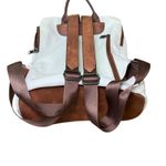 Convertible Backpack Shoulder Bag Satchel Purse White Brown Vegan Leather Photo 11