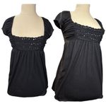 Sugar Tart Square Neck Crochet Sequin Sexy Bridgerton Black Top Size Small Photo 1