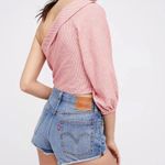 Free People  NWT Pink Get Down Striped One Shoulder Top with tie detail. Photo 3