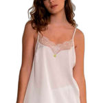 Women Pajama Set Cami Short White Satin Small Sleepwear Bridal Photo 0