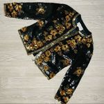 Vintage Howard wolf wool sequin floral long sleeve cardigan shirt shiny sm Photo 5