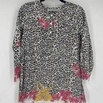 Graham Kandiah Leopard Print Floral 100% Cotton Tunic Top Resort Coverup Size S White Photo 0