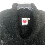Derek Heart Y2K Cowl Neck Metallic Black Knit Sweater Size M Photo 1