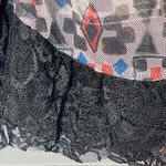 Lapis Y2k Lace & Mesh Sheer Button Front Ruffled Whimsygoth Blouse Top M/L Black Size M Photo 5