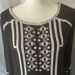 Embroidered Black and White Women's Top Size M Photo 1