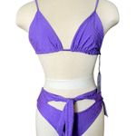 LA PORTE Bikini Set Purple Textured Fabric Size Medium NWT Photo 0