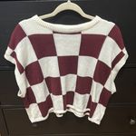 Vestique Checkered Knit Sweater Vest in Burgundy and Cream Photo 0