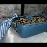 Coach Y2K VTG # 6686 RARE COLOR GLACIER blue/Monogram Canvas SLV crossbody GUC Photo 3