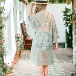 NWT Ember Sage Green Sheer Embroidered Floral Lace Kimono Cardigan Size Large Photo 2