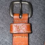 DOCKERS Brown Leather Belt Tooled Floral Silver Tone Buckle Studded Sz M‎ Navajo Size M Photo 2