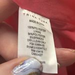 Trina Turk  Dress Size 14 Pink Crepe Sheath Ruffle Neck Sleeveless V-Neck New Photo 6