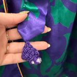 Victoria's Secret Vintage Gold Label Green Purple Satin Wrap Robe size S / M Photo 4