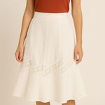 Banana Republic White Linen Skirt Size 0 Flowy A-Line Cotton Lace Cottagecore Photo 0