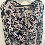 INC Long‎ Sleeve Shirt Floral Black and Pink Size M Size M Photo 5