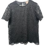 Philosophy Black Crochet Lace Short Sleeve Top Size L Elegant Boho Chic Photo 0
