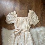 Lulus LULU’S Love Me Sweeter Peach Gingham Puff Sleeve Midi Dress Photo 7