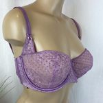 Victoria's Secret Victoria’s Secret Lavender Sheer Unlined Underwire Lace Balconette Bra 36DD Photo 1