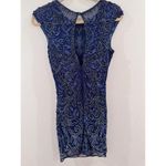 Primavera Couture Fitted Mesh Navy BlueBeaded Dress Sz 10 Prom Formal Homecoming Blue Photo 3