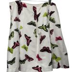 Talbots Women Butterfly Print Skirt 16 White Pink Green A-Line Silk Blend Whimsy Photo 0