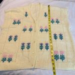 Vintage Handmade Knit Cardigan Sweater Vest Flowers Cottagecore Pink Purple Size undefined Photo 7