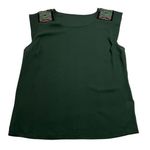 Women's Crewneck Cap Sleeve Beaded Shoulder Blouse Size Medium Festival Party Green Photo 0