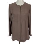 Valette Blouse Small Brown Zip Up Long Sleeve Workwear Office Casual Photo 1
