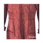 J. Jill Rustic Red Wool & Suede Patchwork Long Cardigan Medium Tall Photo 4