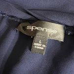 Spense Womens Sheer Blouse Shirt Top Cap Sleeve Round Neck Pullover Blue Large Photo 6