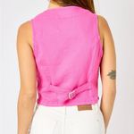 Judy Blue Colored Denim Button Front Vest Medium Hot Pink Stretch V-neck Photo 1