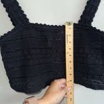 Aerie  Crochet Knit Boho Lace Crop Top Black Woman’s Size L Stretch Photo 4