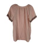 J Jill Short Sleeve Embroidered Shirt Size Medium Peach Orange Boho Linen Blend Photo 1