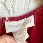 Ronny Kobo Estelle Dot Jacquard Asymmetrical Hem Belted Midi Dress Red Womens XS Photo 6