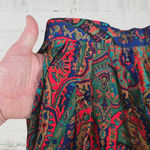 1970s Vintage Paisley Tapestry Red Blue Pleated Midi Skirt Made in USA Size 8 Photo 8