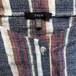 Drew  Anthropologie Muted Blue Red Striped Off Shoulder Cropped Button Down M Photo 2