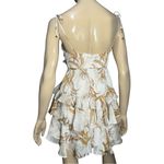 Aladore Womens Size M Tan Beige Floral Print Ruffle Cami Shoulder Tie Mini Dress Size M Photo 6