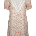 Molly Bracken Floral Dress Crochet Lace Yoke Puff Sleeve Orange Size Small New Photo 0