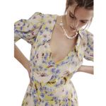 Free People NWT Sugar Crush Mini Dress Women's Medium Lemon Combo Floral Flowy Photo 2