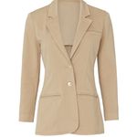 Current/Elliott  The Highball Blazer Jacket Women’s 1 US Size 2-4 Tan/Gold Accent Photo 4