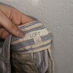 The Loft Cream & Blue Stripe Marisa Linen Blend Crop Pants Size 4 Photo 7