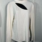 Halogen  Off White Cutout Mock Neck Knit  Long Sleeve Top Size Large NWOT Photo 3