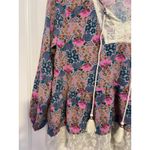Matilda Jane Floral Print Blouse Large Long Sleeve Lace Trim Bohemian Womens Top Photo 2