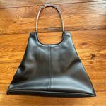 Black Vegan Leather Hobo Bag Metal Shoulder Handles Photo 7