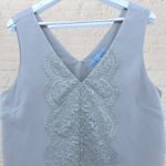 Antonio Melani Silk Top M Grey Lace Trim Sleeveless V-Neck Layered Blouse Photo 4