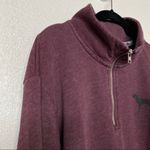 PINK - Victoria's Secret VS Pink Maroon Leopard Logo Quarter Zip Sweatshirt Size Small Photo 4
