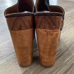 Vintage Y2k wooden clog platform open toe heels leather suede blue brown tan 7.5 Multiple Photo 6