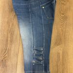Luxe  Denim Cropped Jeans with Lattice Detail Photo 4
