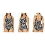 Hurley Swimsuit Small Petite SP Black White One Piece Floral Floral Beach Cruise Photo 1