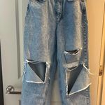 BDG Urban Outfitters Destroyed High Rise Baggy Jeans Light Wash Photo 4
