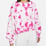 Nike Women's Sportswear Oversized Fleece Pink Tie-Dye Crew Sweatshirt medium Photo 0