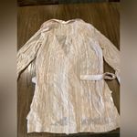 BCBG Maxazria Crushed Velvet Robe Wrap Dress long sleeve v neck almond pink L Photo 9